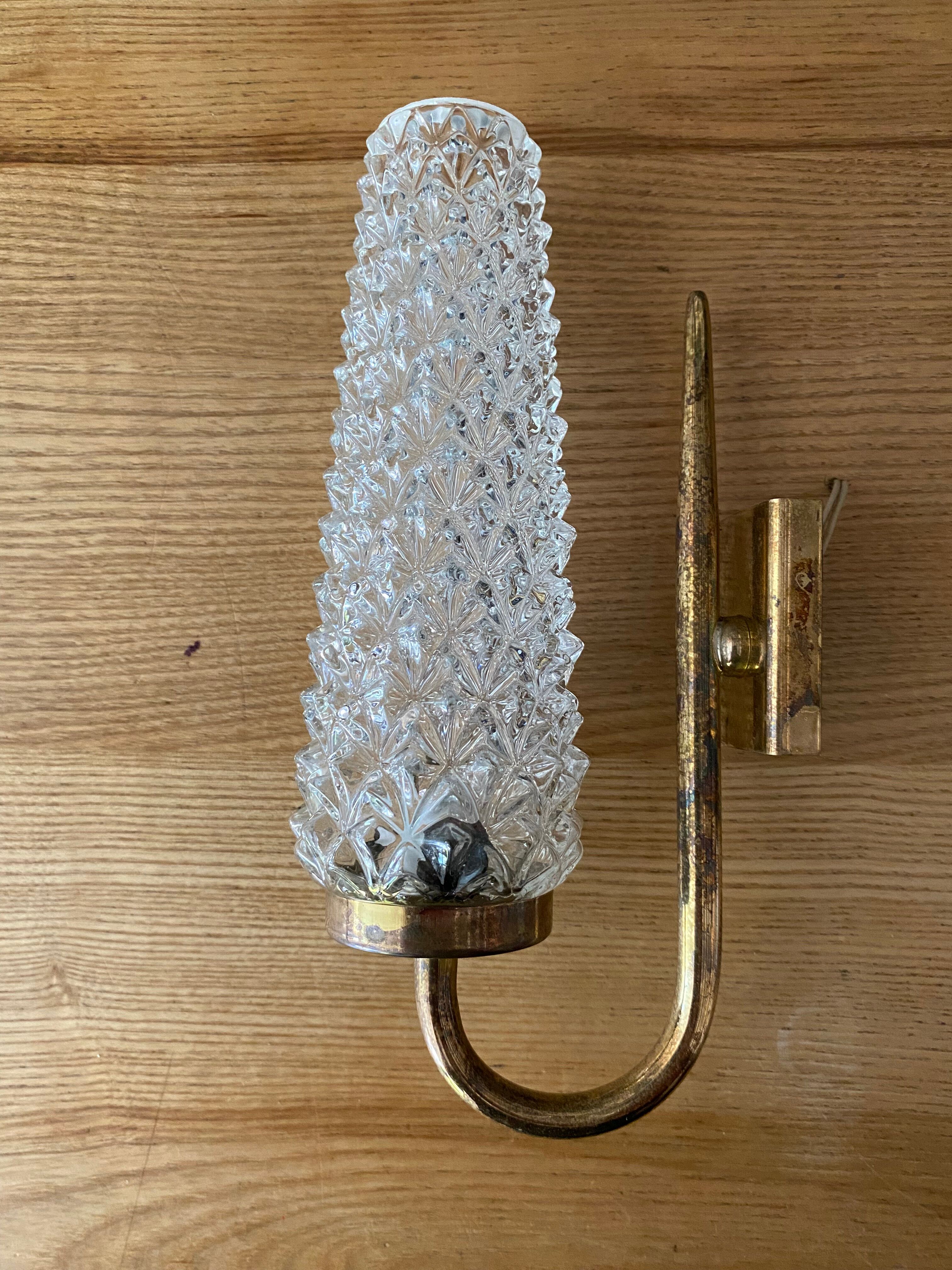 Brass and chiseled glass wall light
