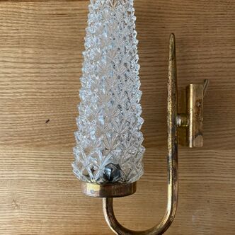 Brass and chiseled glass wall light