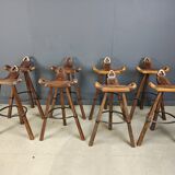 Mid century brutalist bar stools - set of 8, 1960s