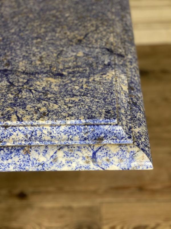 Blue granite table azul bahia and pierre limoneuse circa 1980
