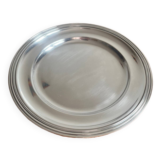 Round silver metal dish