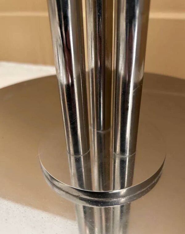 Lampadaire vintage moderniste « modèle 44 » Perzel métal chromé et verre sablé