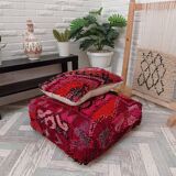 Berber pouf and handmade wool cushion 60 X 60 X 20 CM