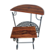 Console Demi-Lune et son tabouret en palissandre et fer forgé