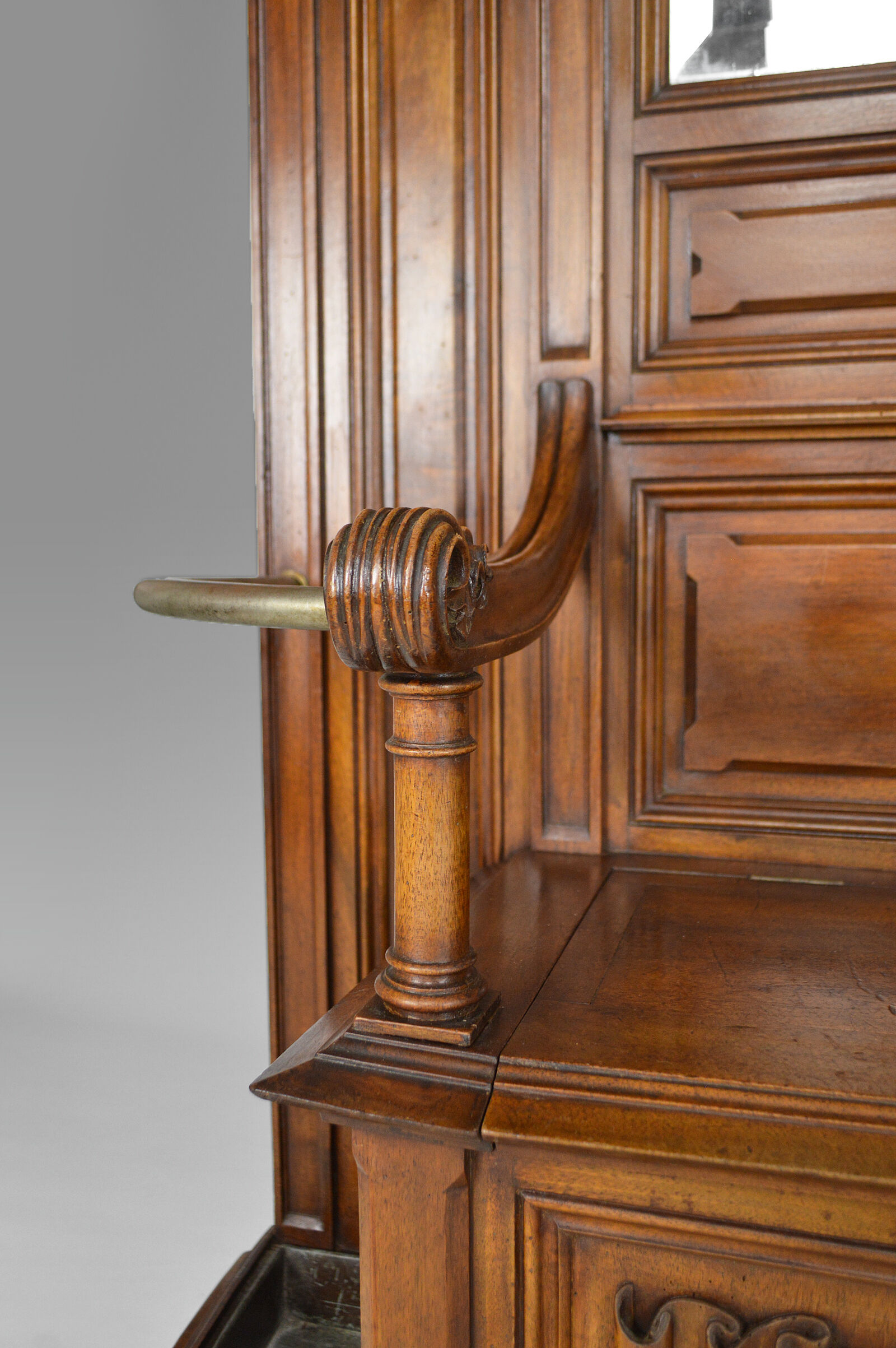 Large Neo-Gothic walnut entrance cloakroom carved by A. Hugnet