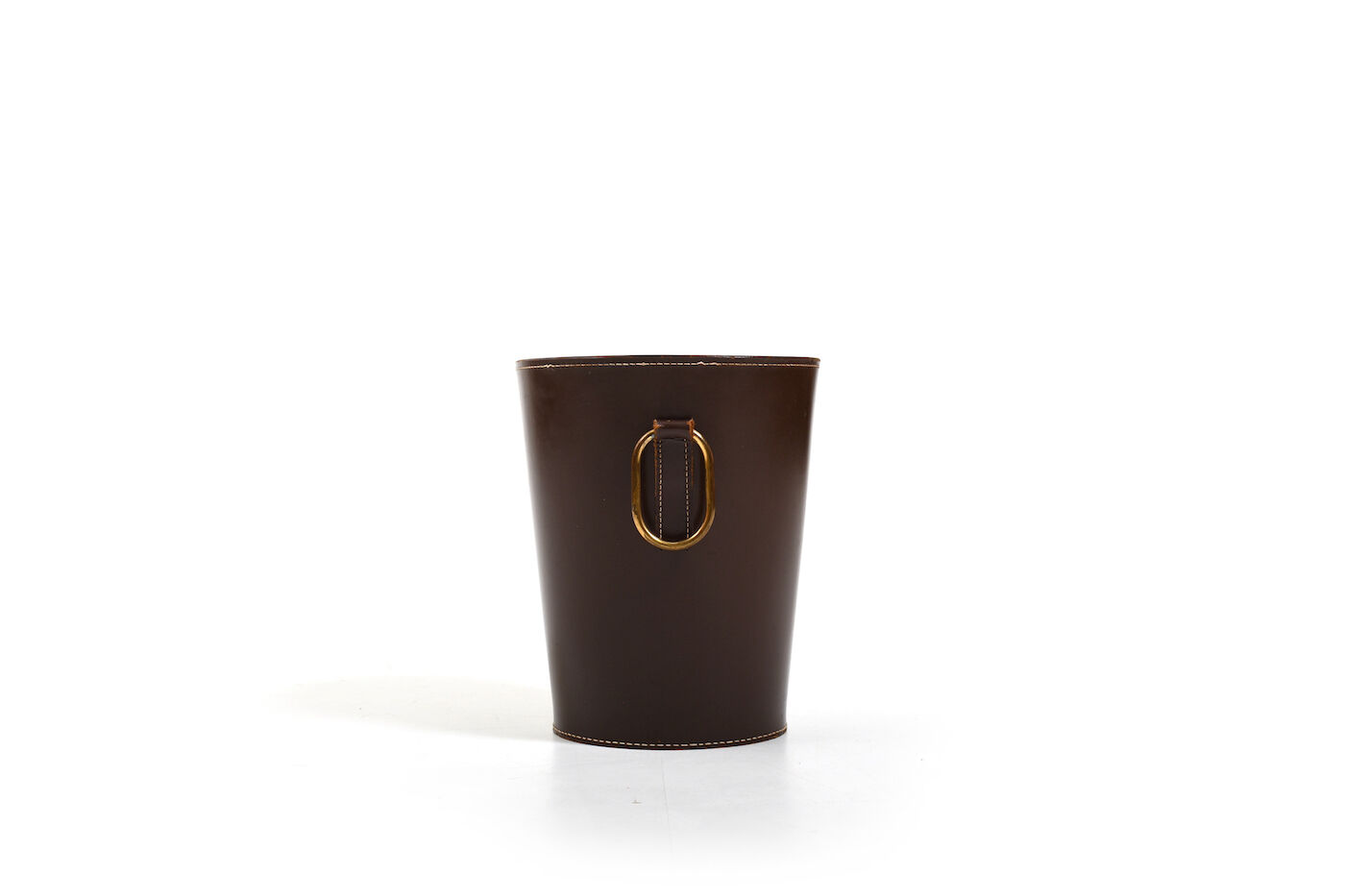 Carl auböck 1950s brown leather waste paper basket