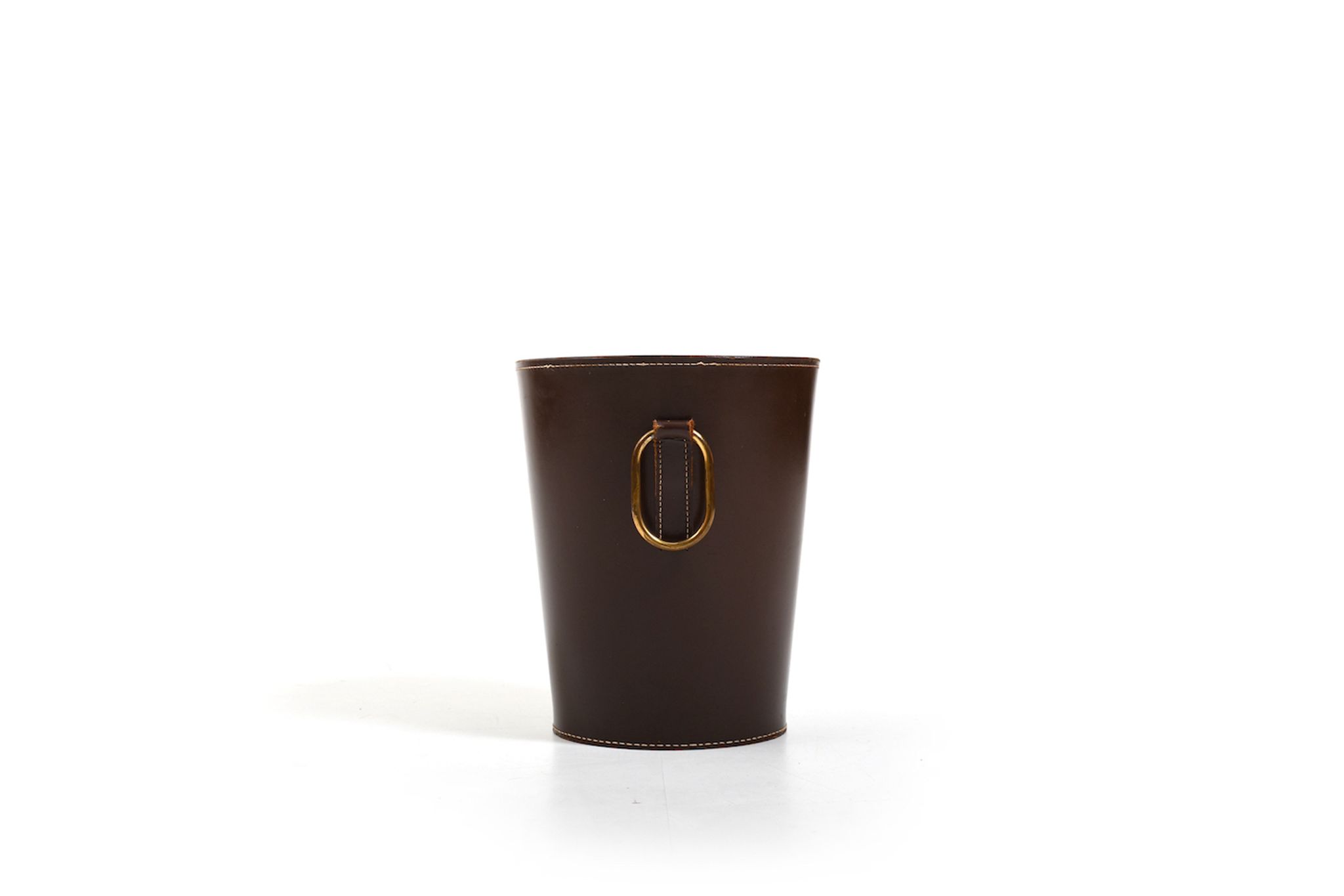 Carl auböck 1950s brown leather waste paper basket