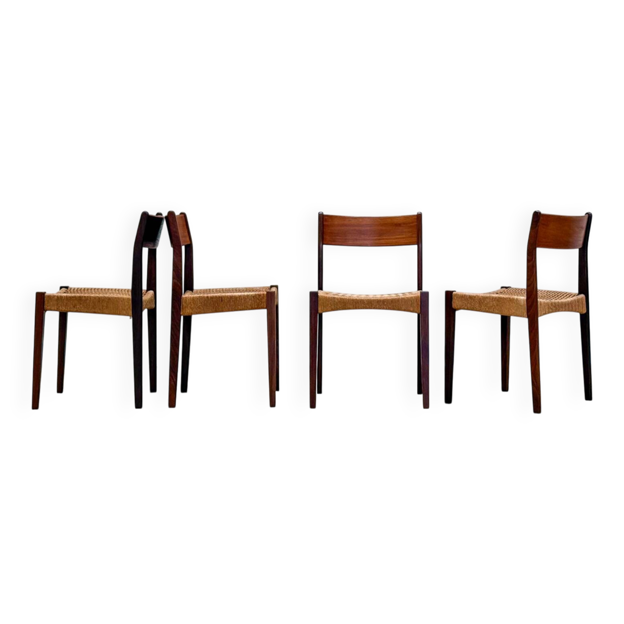 Danish chairs in teak and paper cord by Poul Volther (1960)