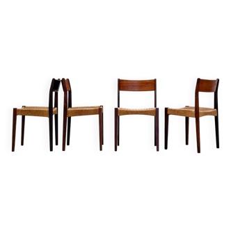Danish chairs in teak and paper cord by Poul Volther (1960)