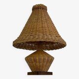 Wicker and wood lamp from the 1950s