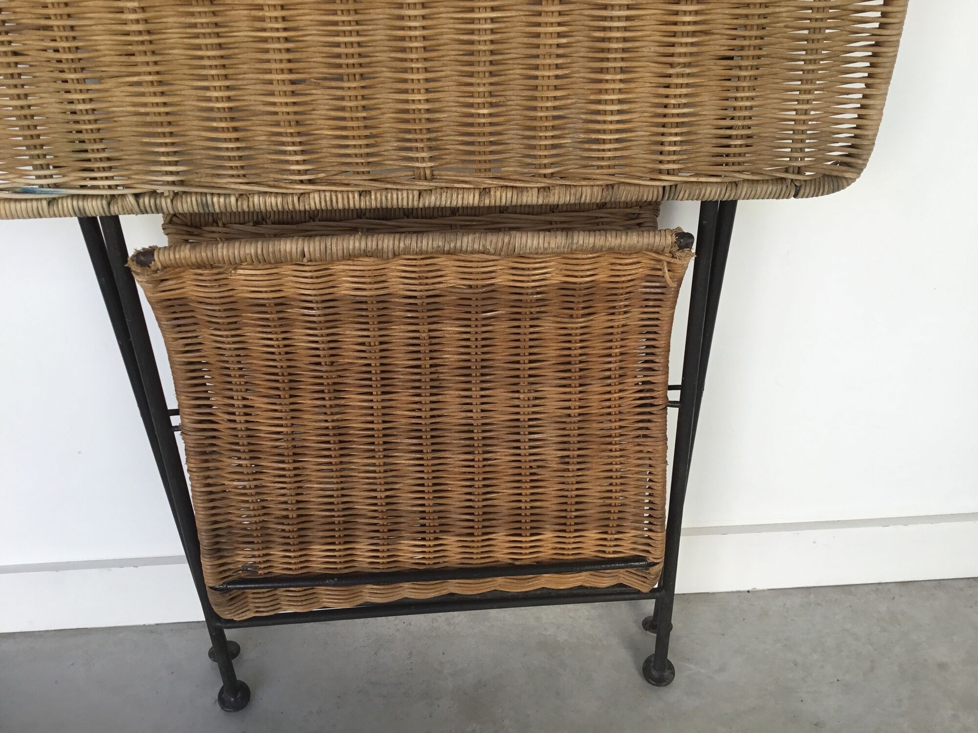 Folding sofa end in metal and wicker - vintage 1960