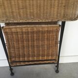 Folding sofa end in metal and wicker - vintage 1960