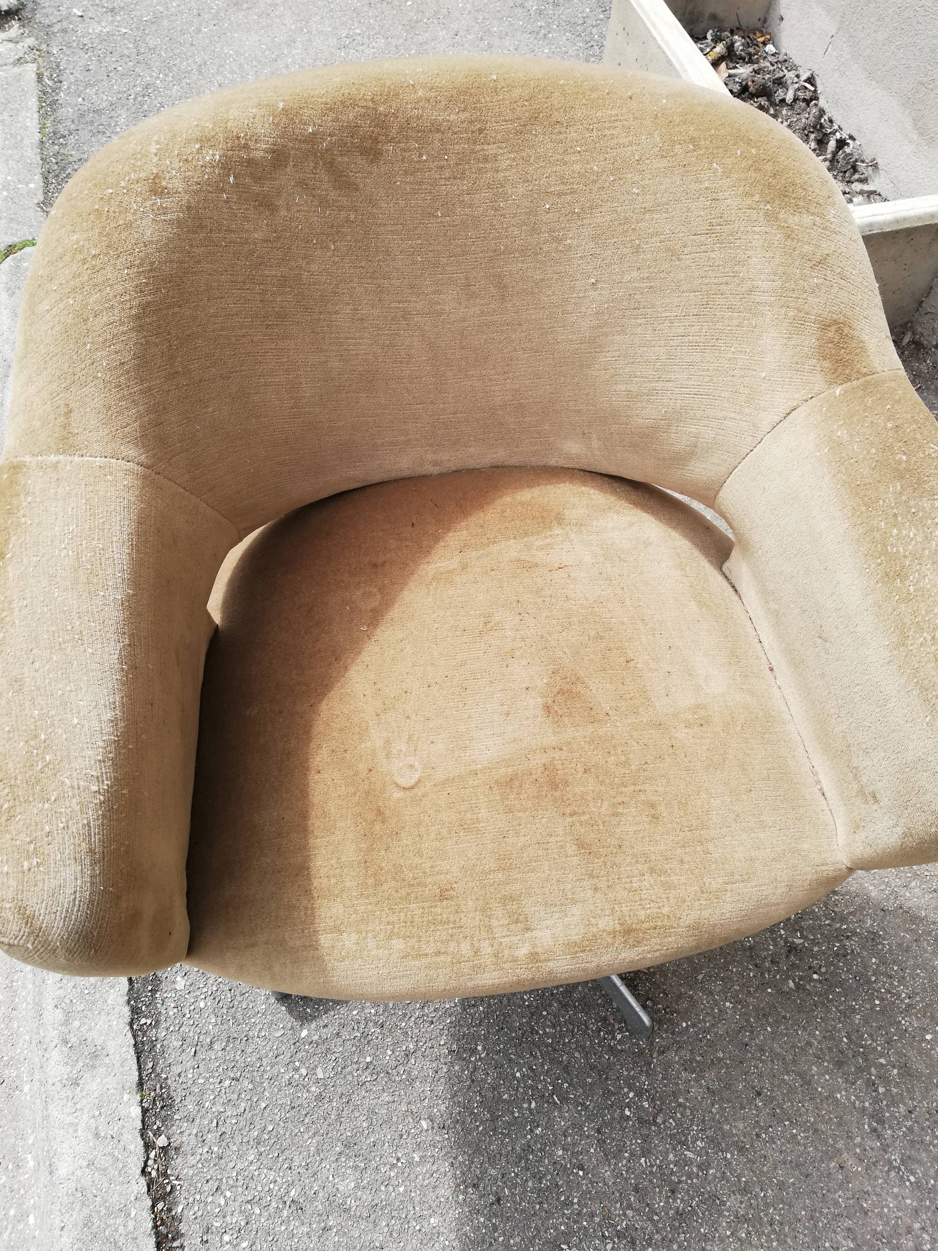 Fauteuil de bureau vintage velours moutarde