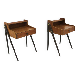 2 tables de chevets scandinaves en teck, Suède, 1960