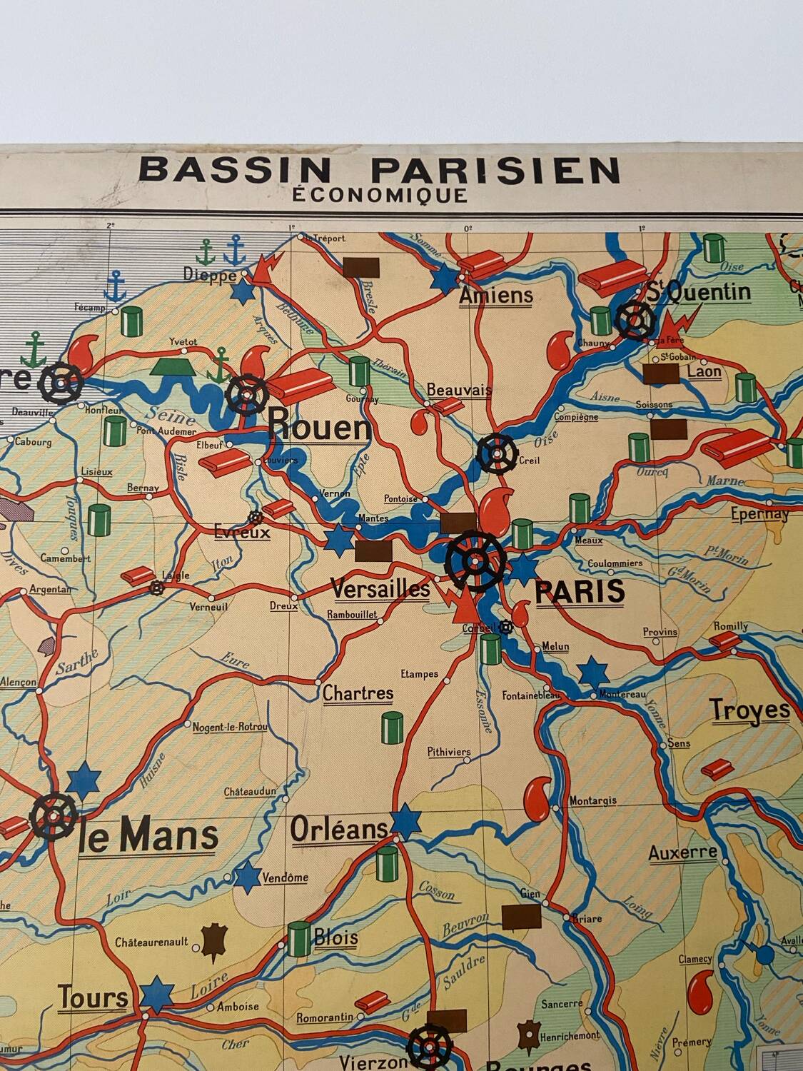 Ancienne carte scolaire Hachette – Bassin parisien & Région parisienne
