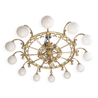 Decorative brass chandelier, 1980s