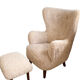 Vintage Wingback Chair & Footstool in sheepskin