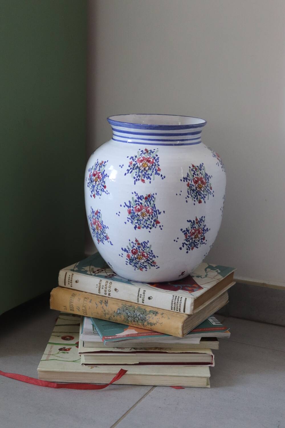 Large painted ceramic flower vase