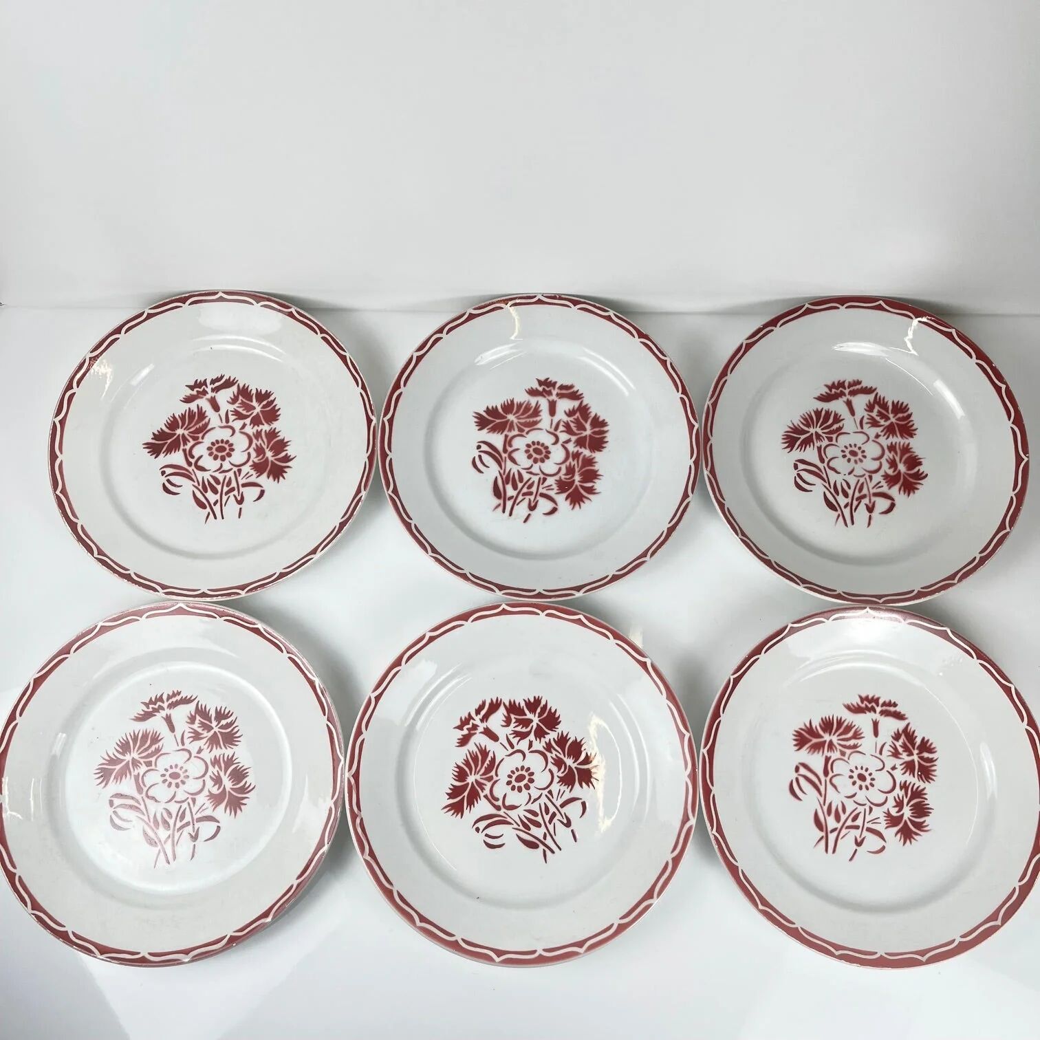 Set of 6 flat plates "Annecy", KG Lunéville, 20th century