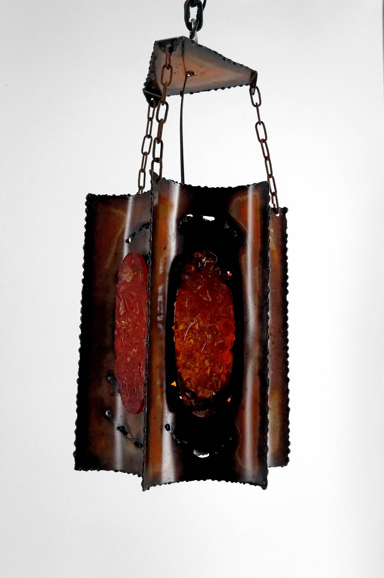 Suspension, Potiers d'Accolay, Patinated Copper and Fractal Resin, Circa 1970