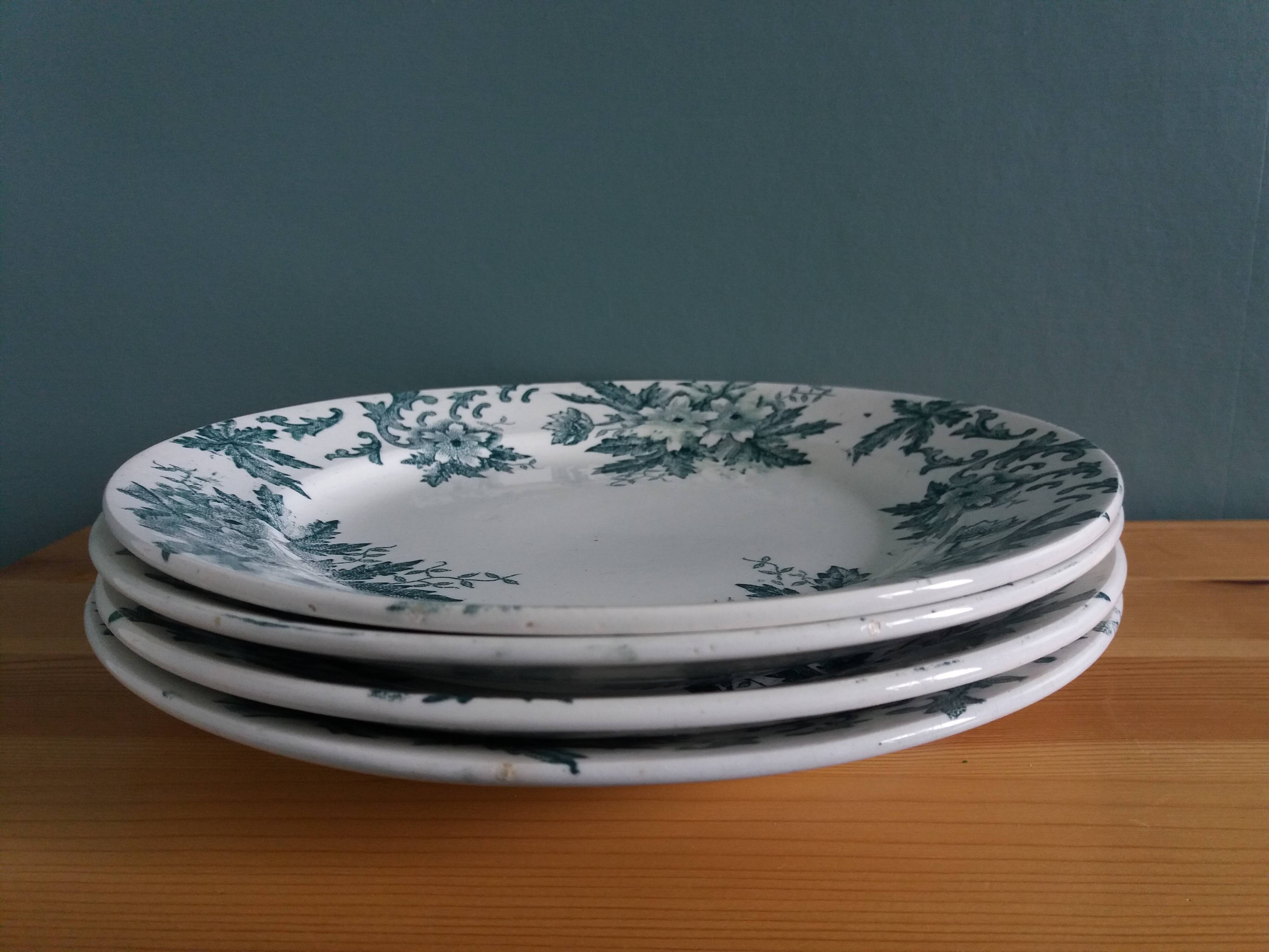 Assiettes Terre de fer Saint Amand décor Anémone