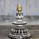 Moroccan glazed terracotta table lamp from Safi, ceramic bedside lamp.