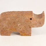 Set of 4 rhino sculptures in travertine by Fratelli Mannelli, 1970s