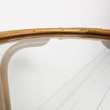 Table d'appoint bambou rond plateau en verre table basse midcentury boho salon petite table marron