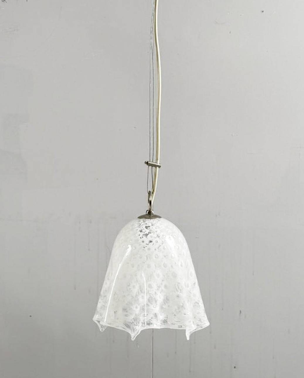 Paolo Venini. Mid-century ceiling lamp 'Fazzoletto', Murano glass, La Murrina, Italy, 1970s.