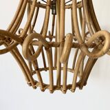 Bohemian style hanging rattan lampshade, 60s-70s
