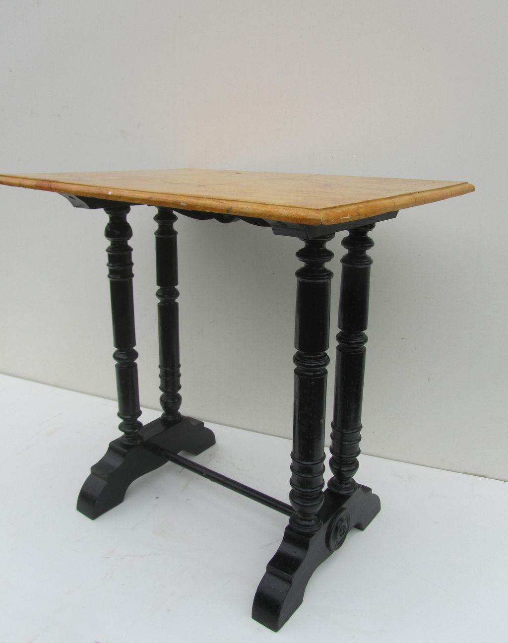 Wooden side table painted in faux marble