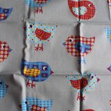 Un lot de 6 serviettes de Table dépareillé Fleurs Oiseaux