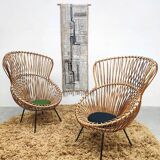 Chaises vintage en rotin design hollandais 'Rohe Noordwolde'