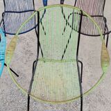 Set of 5 iron and scoubidou chairs from the 50/60s