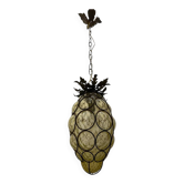 Suspension en fer forgé et verre de Murano des années 1950