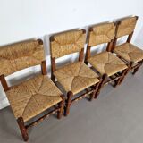 Set of French primitive rush chairs | 1930s