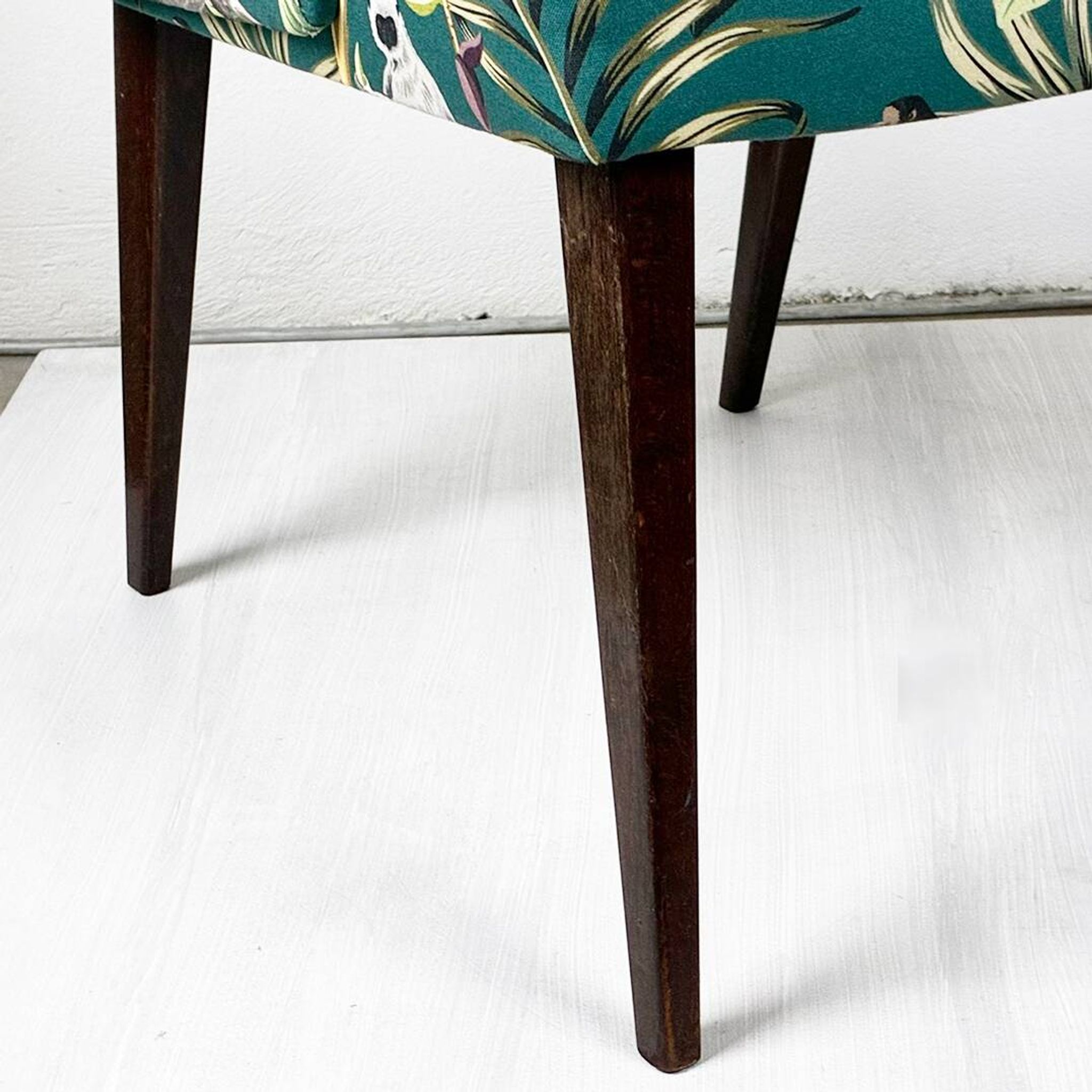 Austrian Thonet armchair from the mid-century with green "Ape" fabric upholstery.