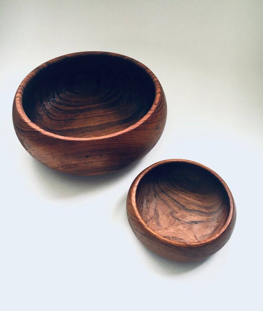 Mid-Century Scandinavian Round Teak Bowl Set, Denmark, 1960s, Set of 2