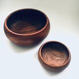 Mid-Century Scandinavian Round Teak Bowl Set, Denmark, 1960s, Set of 2