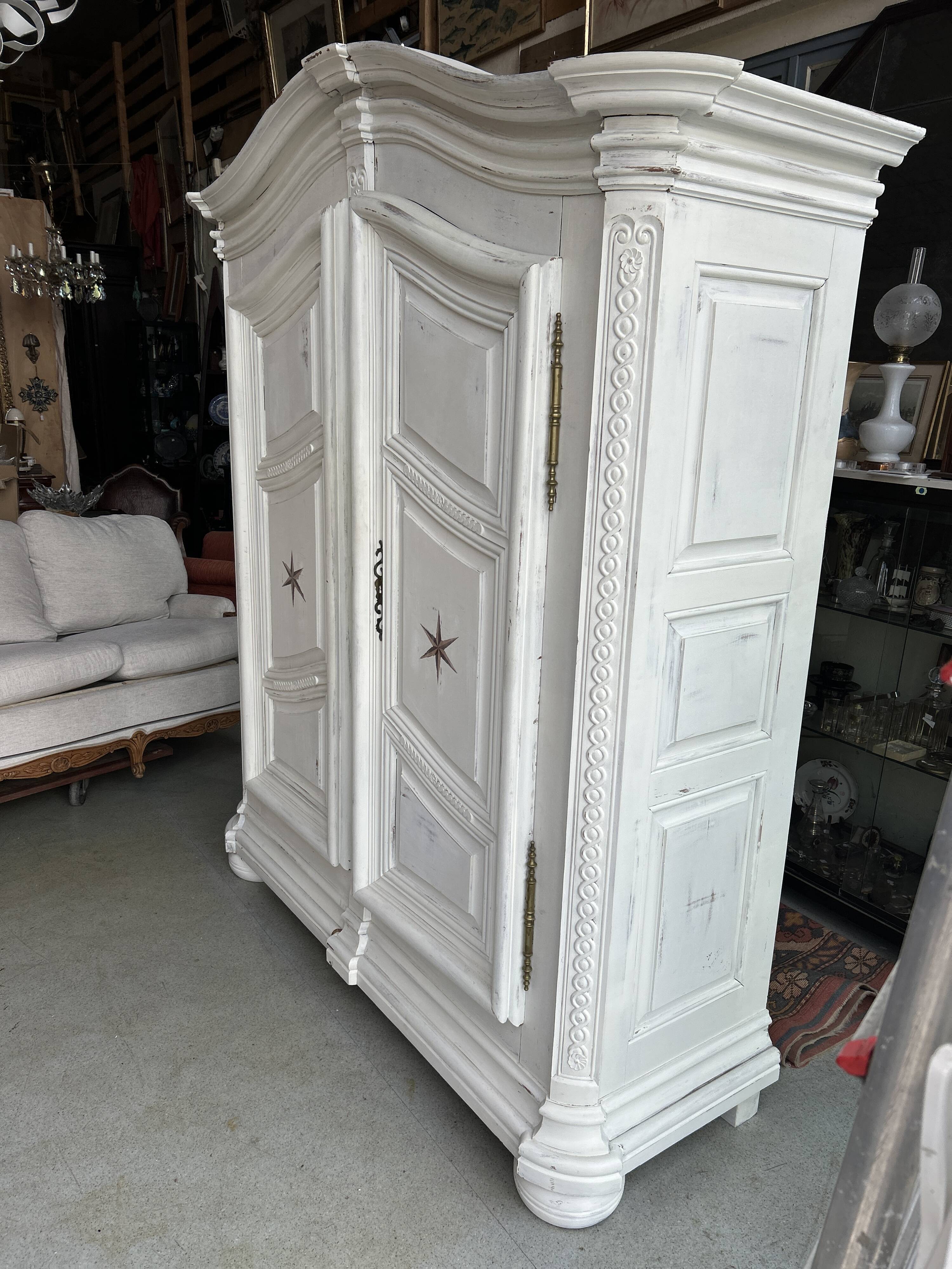 Two-door painted wardrobe, Louis XIV style, Alsatian regional work.