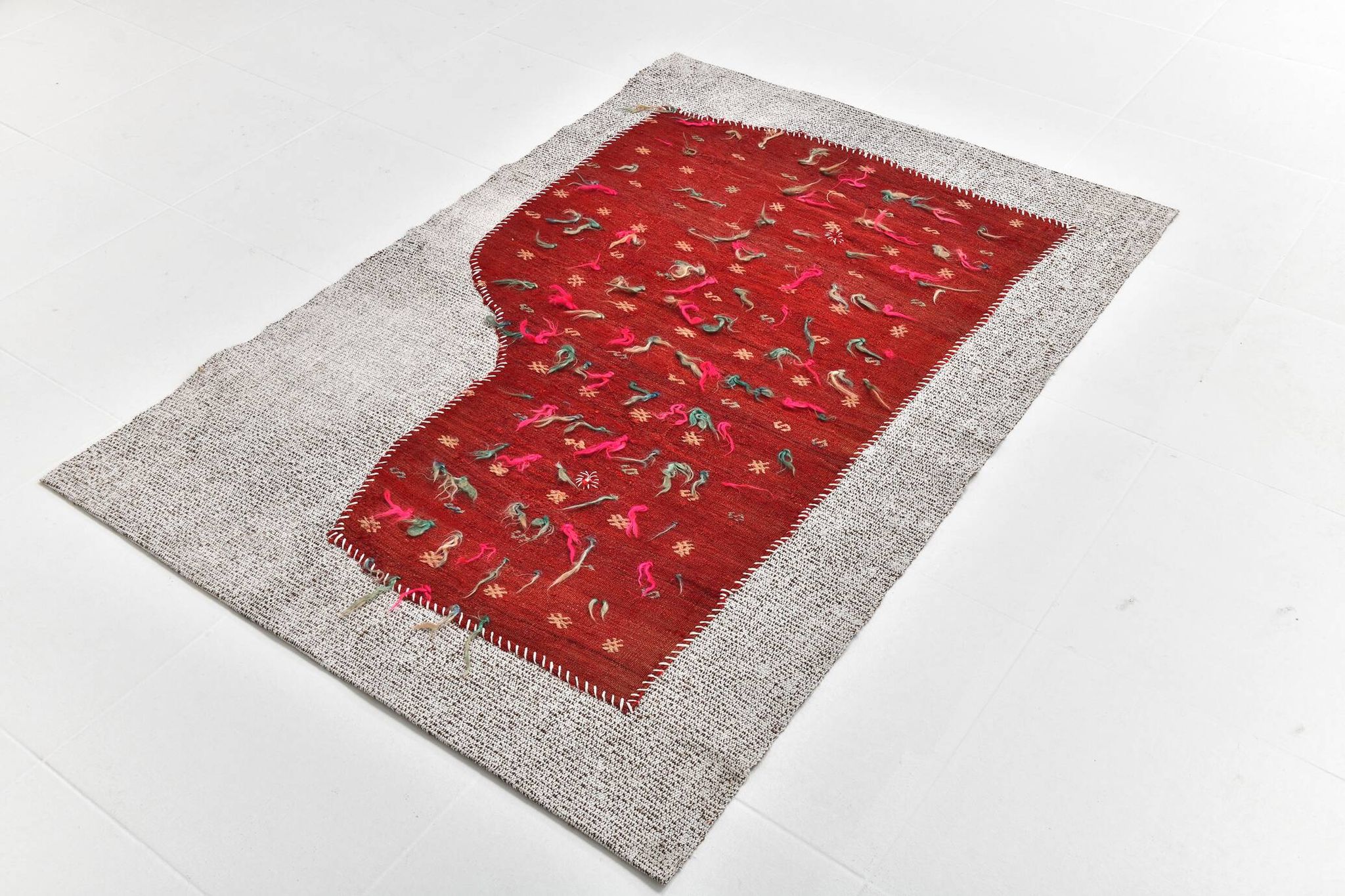 3x5 Red Contemporary Vintage Kilim Rug, 105x149Cm