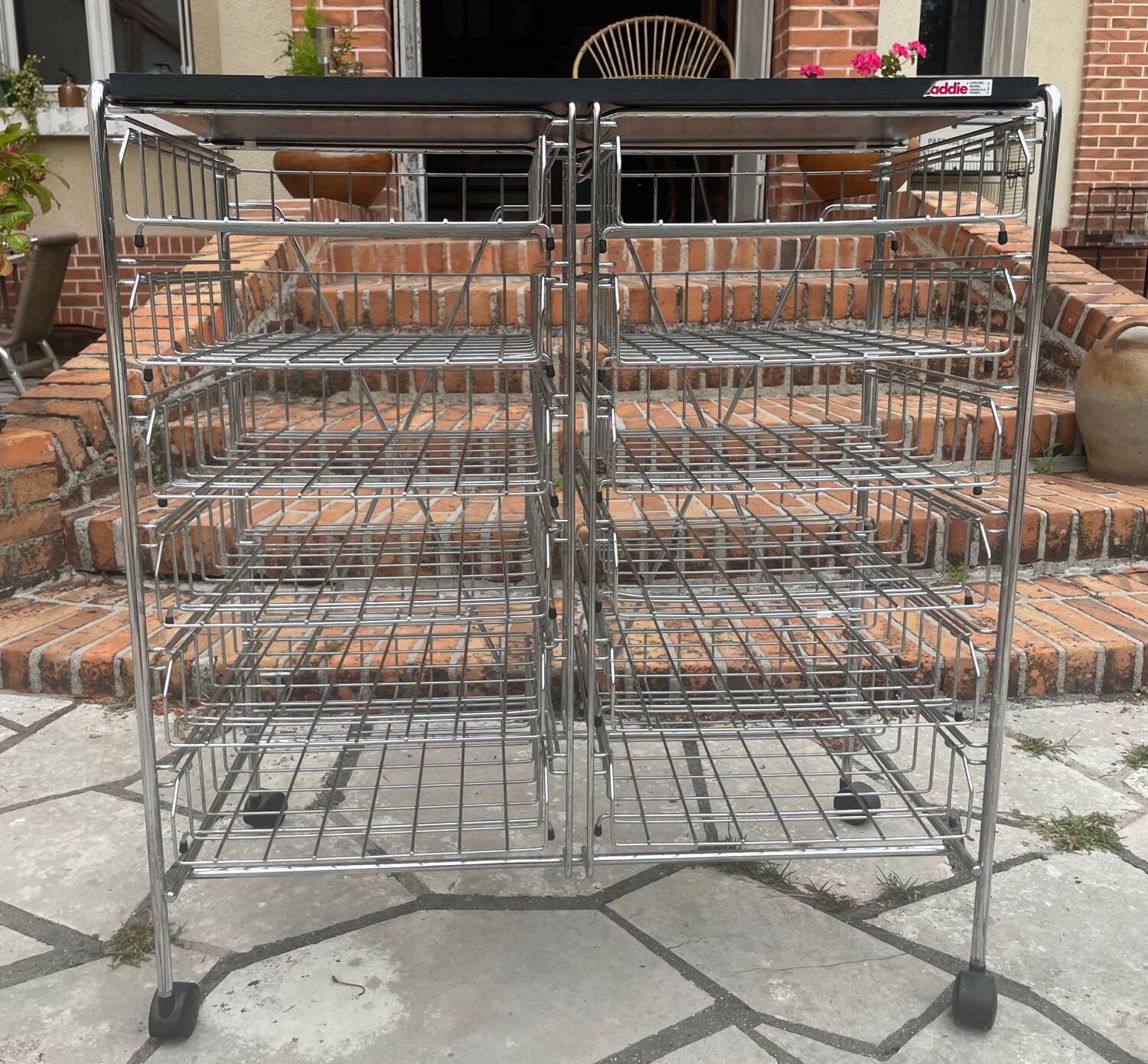 Vintage rolling cart dessert trolley