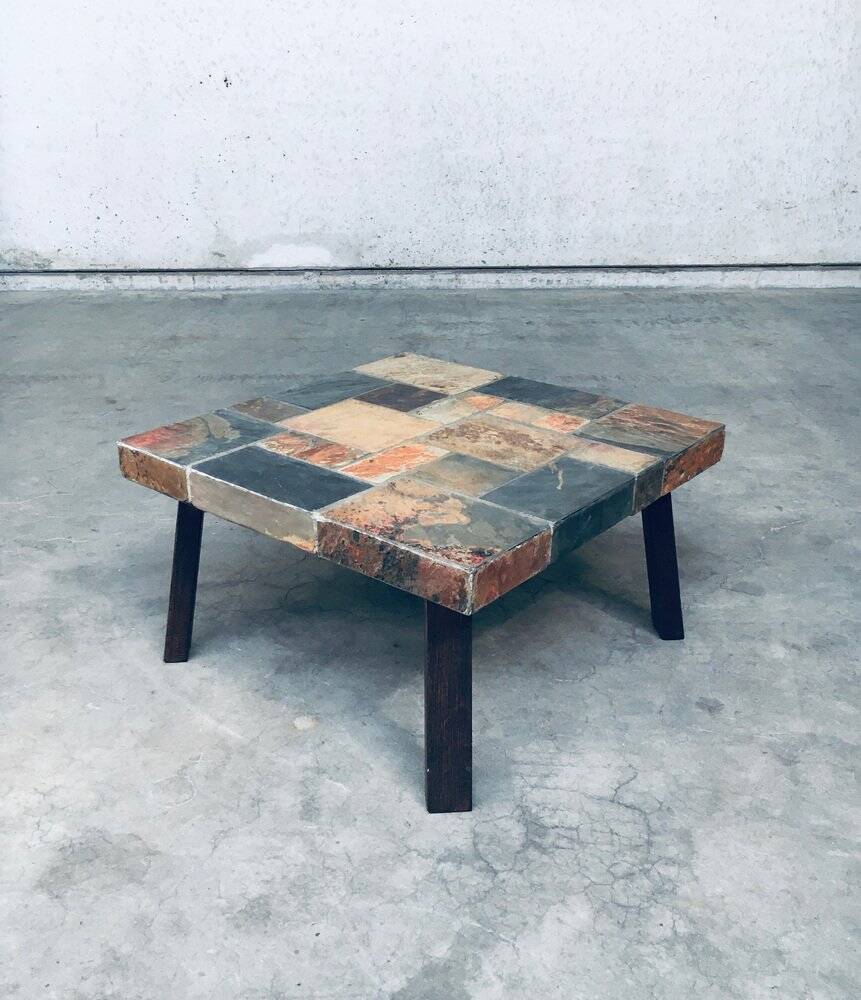 Brutalist Style Coffee Table in Slate Stone, 1970s