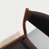 Pair of vintage Scandinavian teak and skai chairs from the 50s and 60s