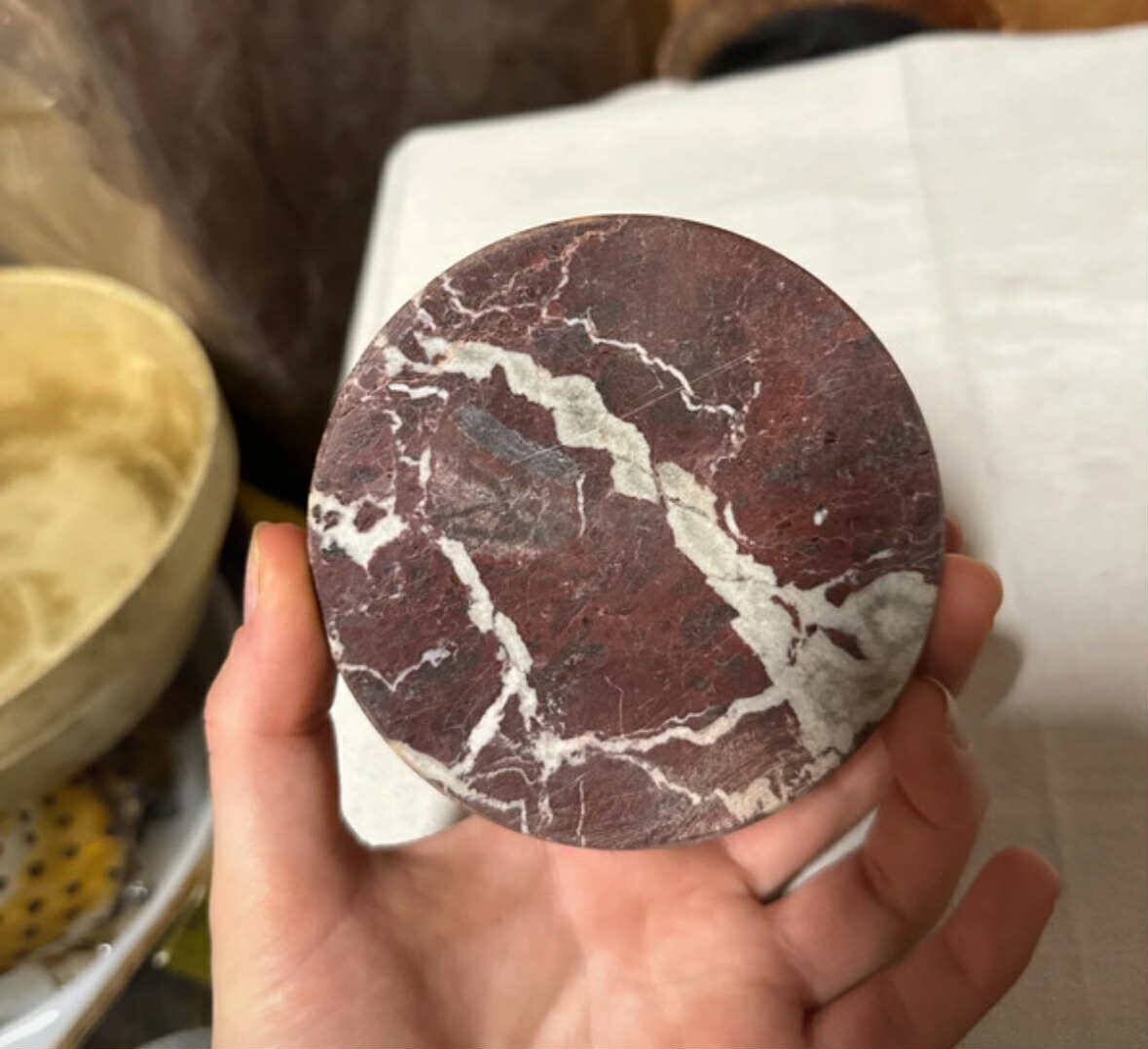 red brown marble ashtray