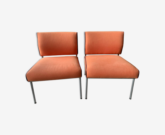 Pair of orange armchairs 70s