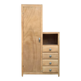 Armoire parisienne asymétrique bois brut 1950
