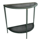 Half-moon console in glass and metal