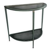 Half-moon console in glass and metal