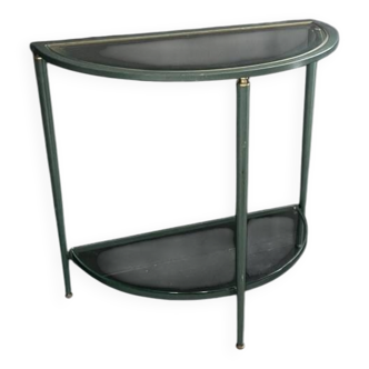 Half-moon console in glass and metal